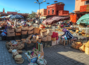 Spices Square â€“ Plaza de las Especias, Marrakech, HDR